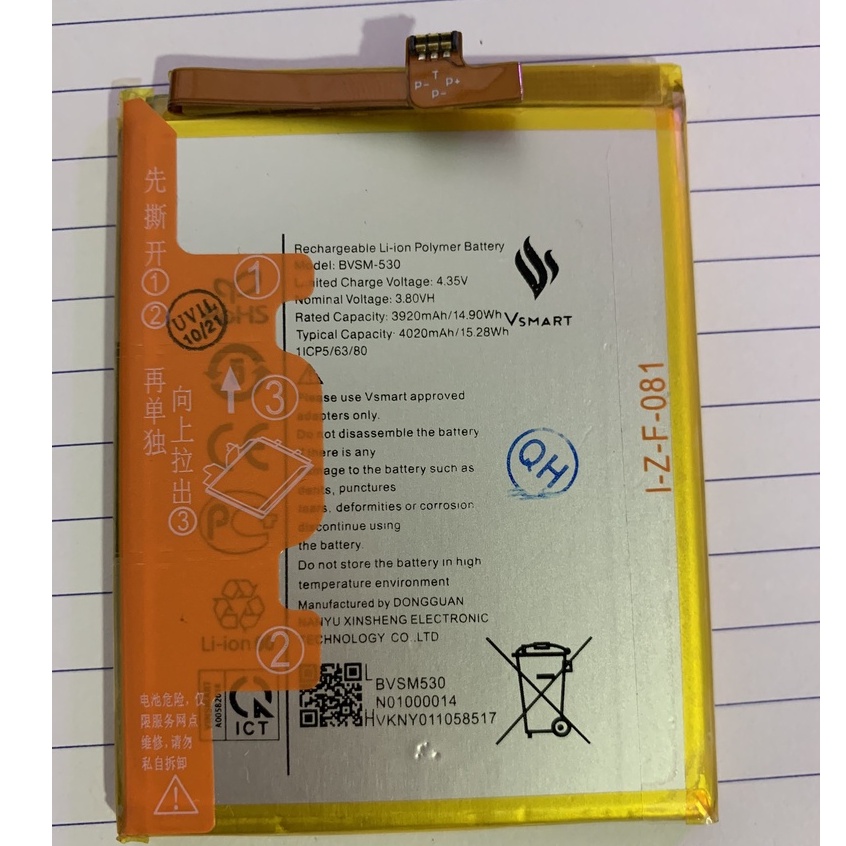 Pin Active3 / Bvsm-530 / Vsmart / 3920mAh. Có Bảo hành