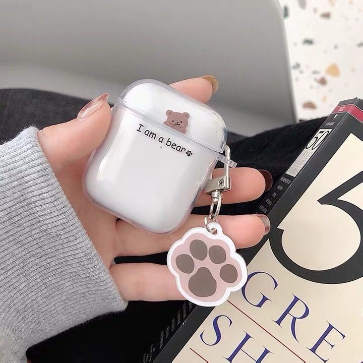 Vỏ Bảo Vệ Hộp Đựng Tai Nghe Trong Suốt Kiểu Dáng Hoạt Hình Xinh Xắn Cho Airpods 2