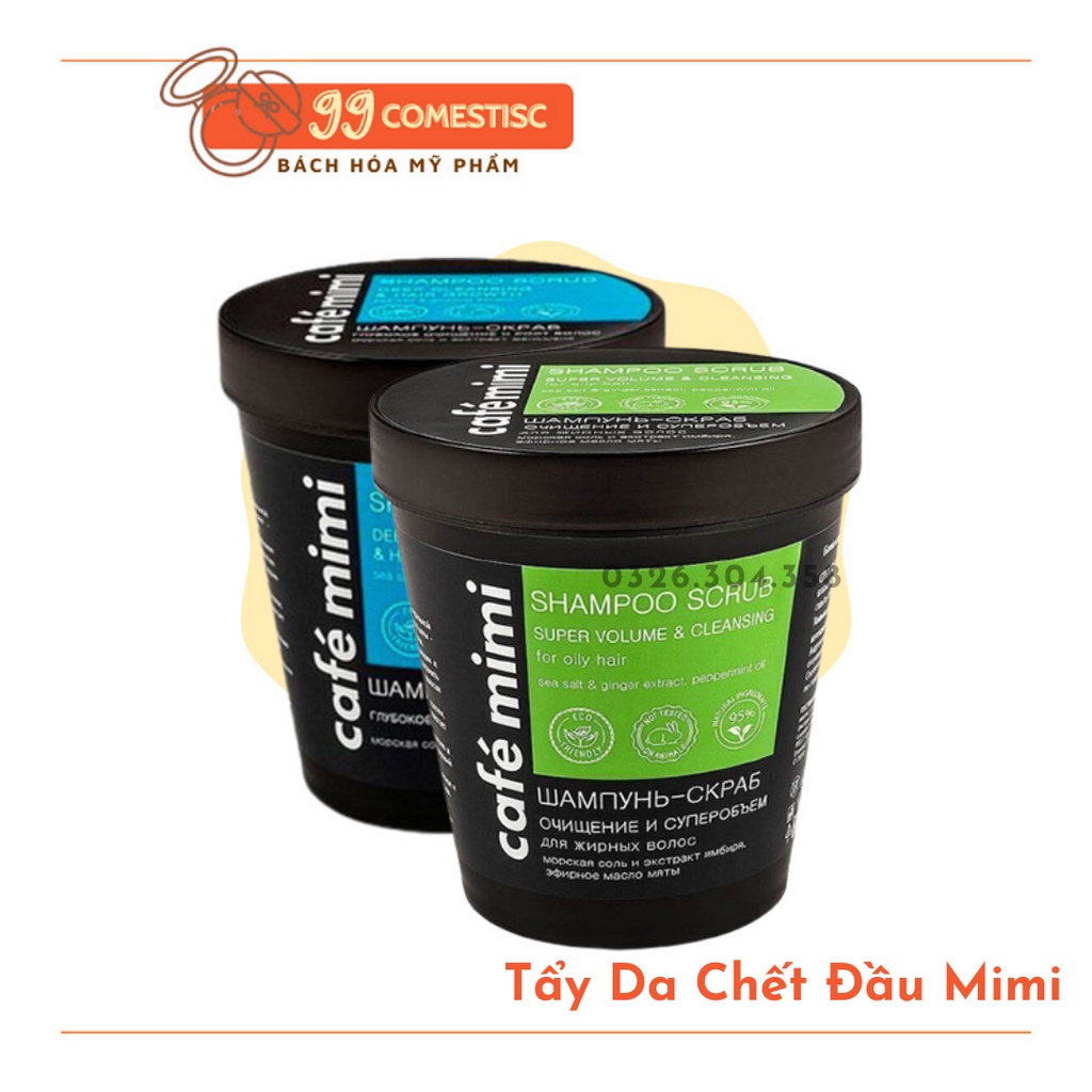 [CHÍNH HÃNG] Tẩy da chết da đầu cafe Mimi 330g_Đầu nhẹ tênh_Mát Lạnh Sảng Khoái