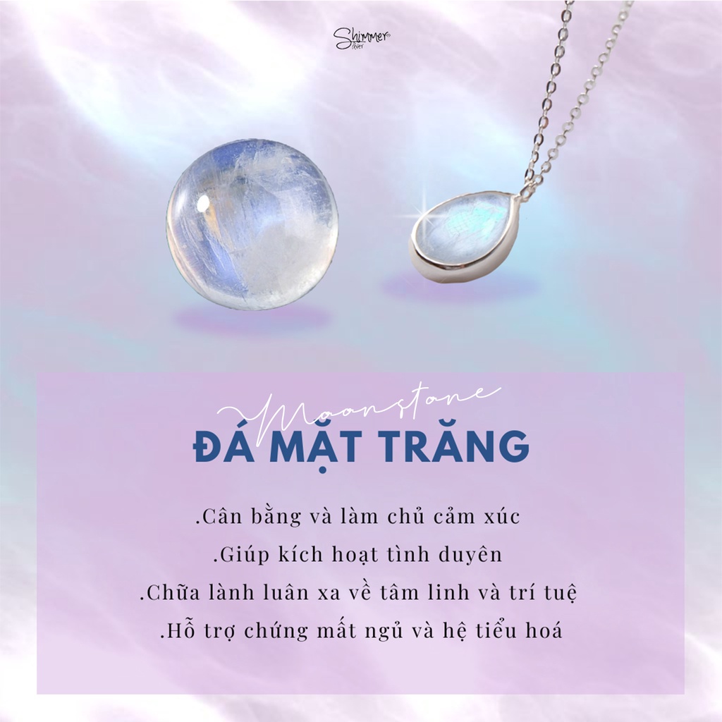 Nhẫn Bạc Nữ 925 Shimmer Silver - Đá Mặt Trăng Antique Moonstone Thiên Nhiên Hợp Phong Thủy Không Kị Mệnh