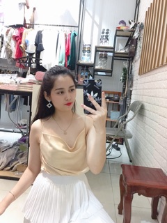 Áo hai dây lụa cổ đổ