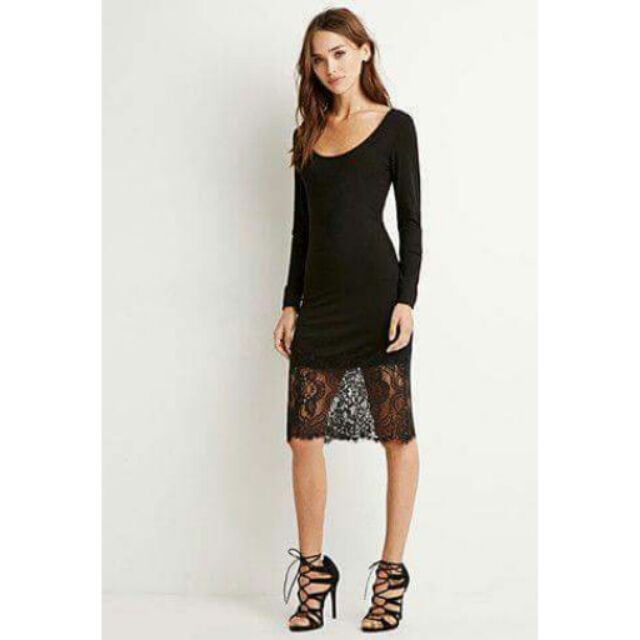 Đầm body chân ren f21