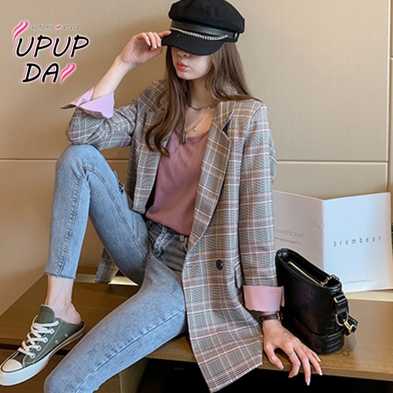 Áo Khoác Vest Dáng Rộng Kẻ Sọc Caro Size S-2XL Phong Cách Hàn Quốc Thời Trang Xuân Thu Cho Nữ | BigBuy360 - bigbuy360.vn