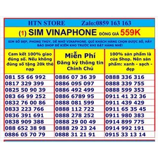 Sim vinaphone số đẹp vina trả trước giá rẻ đồng giá 559k