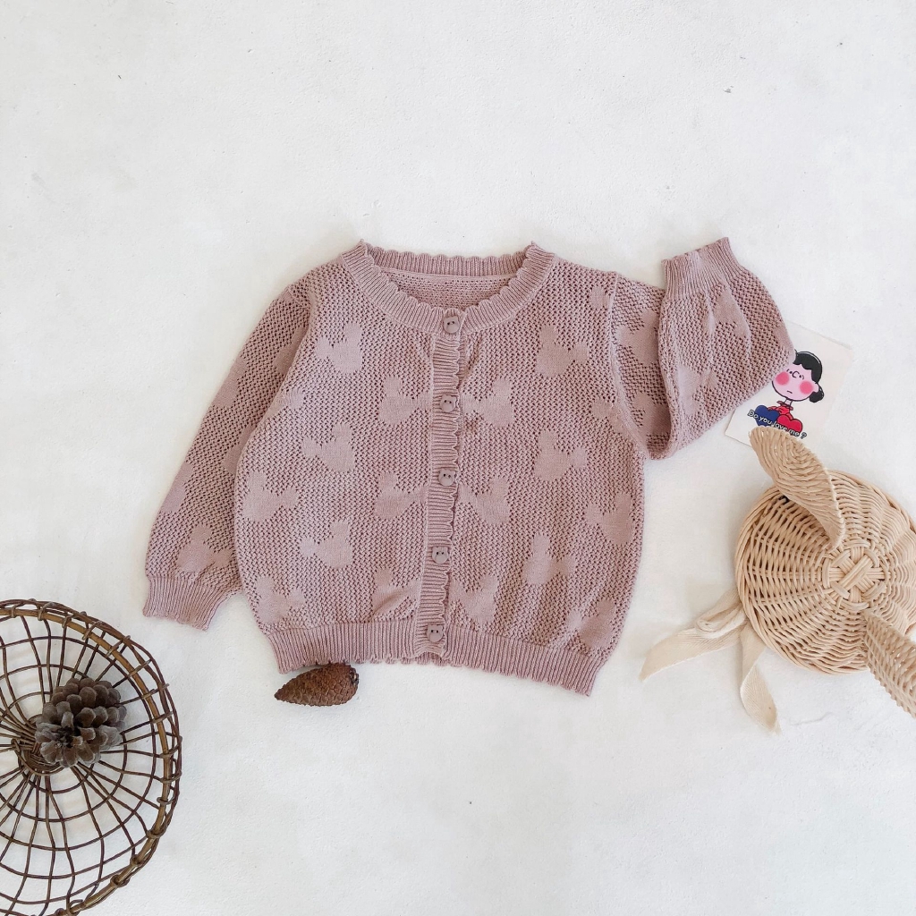 Áo Khoác Cardigan Dệt Kim Thời Trang Mùa Hè Cho Bé Gái