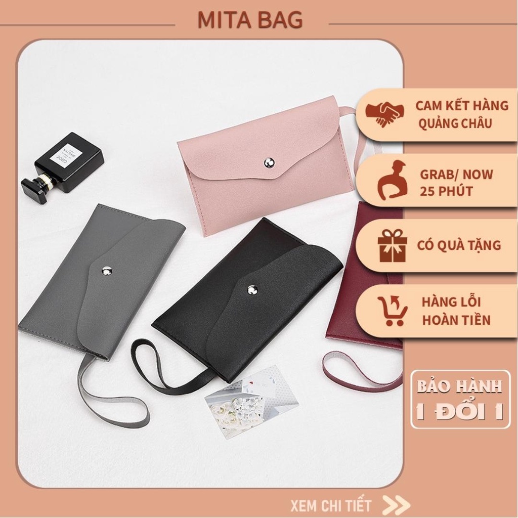 Ví nữ cầm tay, ví nữ bấm khuy Quảng Châu, thời trang, đựng tiền, thẻ, điện thoại bảo hành 3 năm MITABAG
