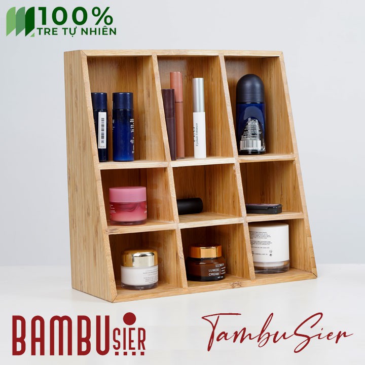 [BAMBOO] Kệ mỹ phẩm trang sức bằng tre 3 tầng tiện ích - khay để đồ trang sức mỹ phẩm đa năng cao cấp [B-AUSTIN-09]