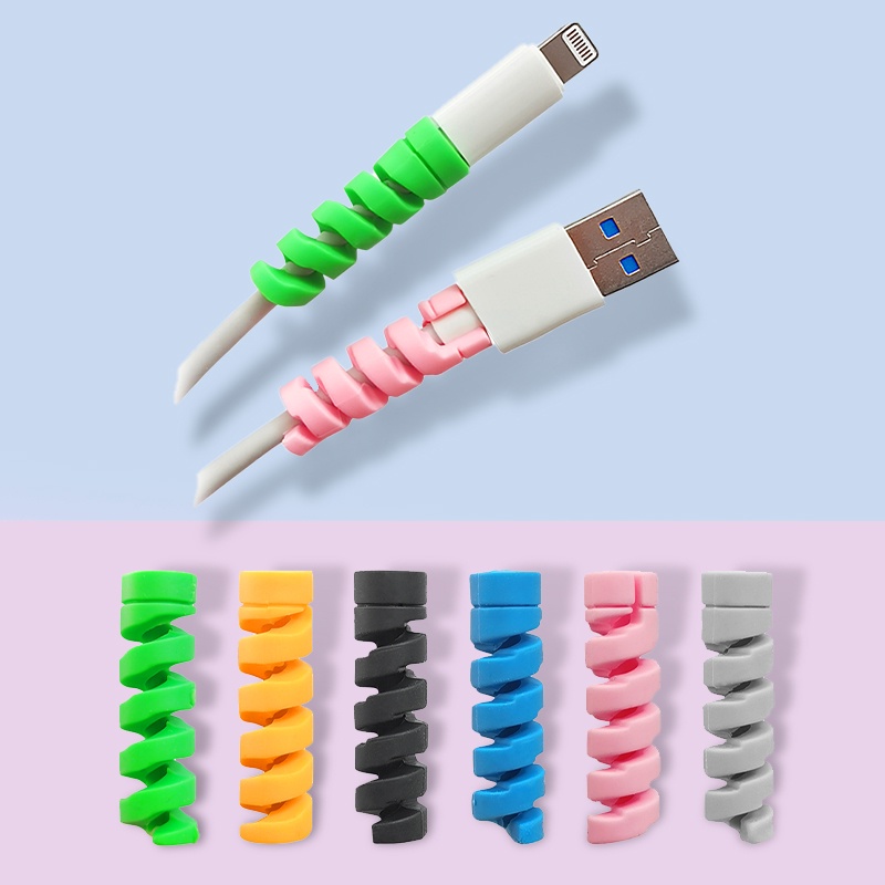 Phụ kiện bảo vệ dây cáp sạc USB bằng silicon nhiều màu sắc cho Android Apple New 2021&lt;br&gt;