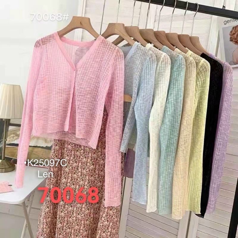 Áo Len Đi Biển Khoác Cardigan Dáng Lửng Dài Tay 1 Nút Len Dệt Kim Mỏng Nhiều Màu Form Dưới 55Kg