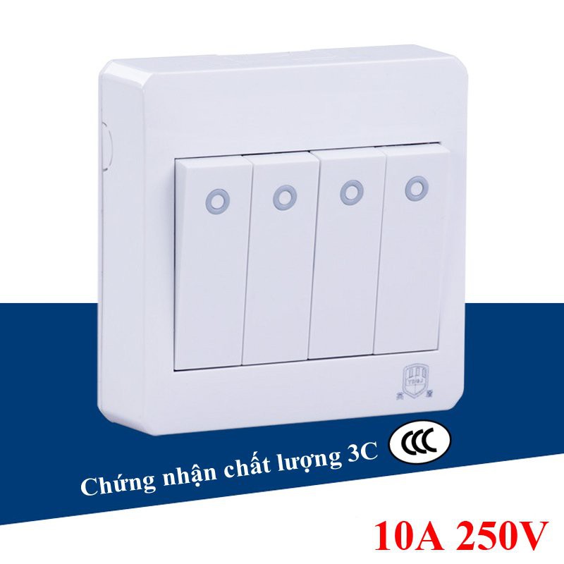 Công Tắc ốp Nổi Tường MẶT 4 công tắc on/off 250V 10A Loại tốt - CT4