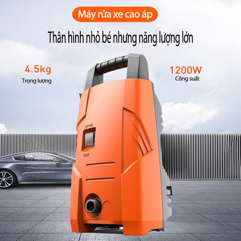 Máy bơm xịt, rửa xe áp lực cực cao - Tặng kèm Bộ rửa xe Mini áp lực cao tiện lợi khi đi du lịch với gia đình - HM215