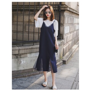 Set yếm ren đuôi cá kèm áo lụa trắng cao cấp