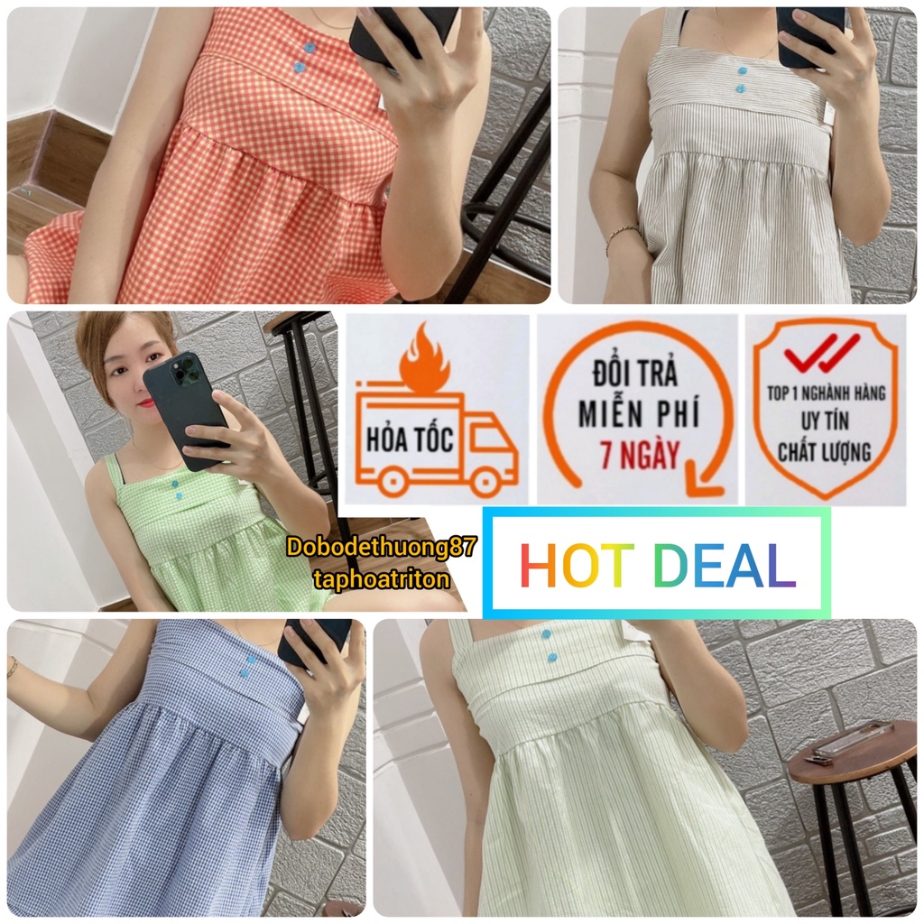 [SIÊU SALE] Đồ Bộ Mặc Nhà Nữ, Đồ Bộ Ngủ Nữ, Bộ Ngủ Nữ Caro siêu cưng M1 kiểu Baby Doll Áo dây Quần ngắn Kate Thoáng mát | BigBuy360 - bigbuy360.vn