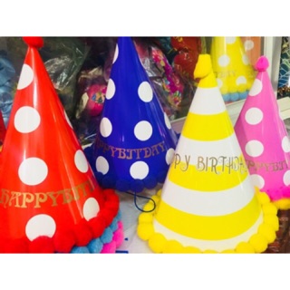 🎉Nón sinh nhật bông bi kết lông viền nón cực xinh!