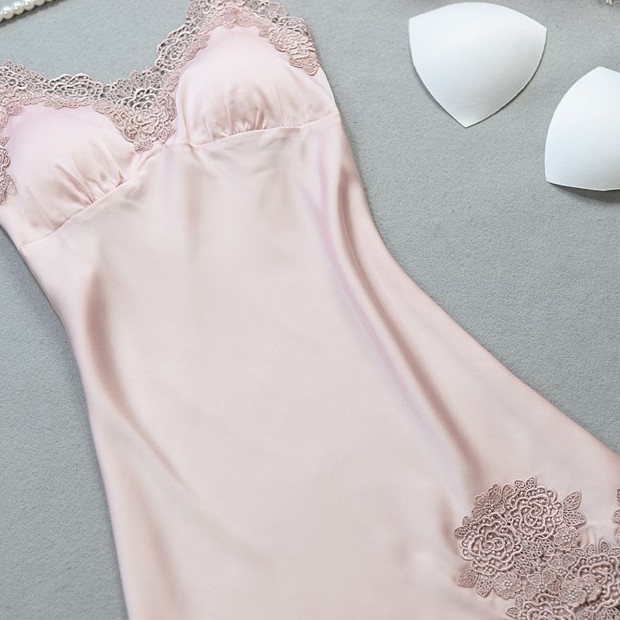 Váy ngủ phi lụa sexy hai dây cổ V babydoll 🔥tặng LÓT NGỰC🔥 đồ ngủ lụa BIGsize MLXL tới 65kg sale giá rẻ | BigBuy360 - bigbuy360.vn