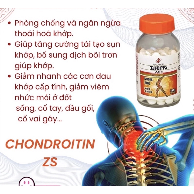 Viên uống hỗ trợ xương khớp nhện Zs Chondroitin Nhật Bản 180 và 270 Viên