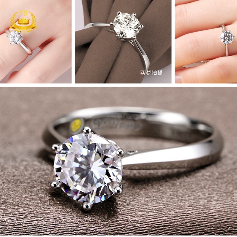Nhẫn Đính Hôn Đính Đá Zircon Cho Nữ