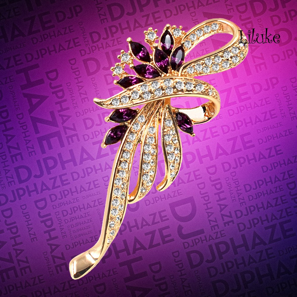 Ghim Cài Áo Hình Bông Hoa Đính Đá Nhân Tạo Thời Trang Dành Cho Nữ