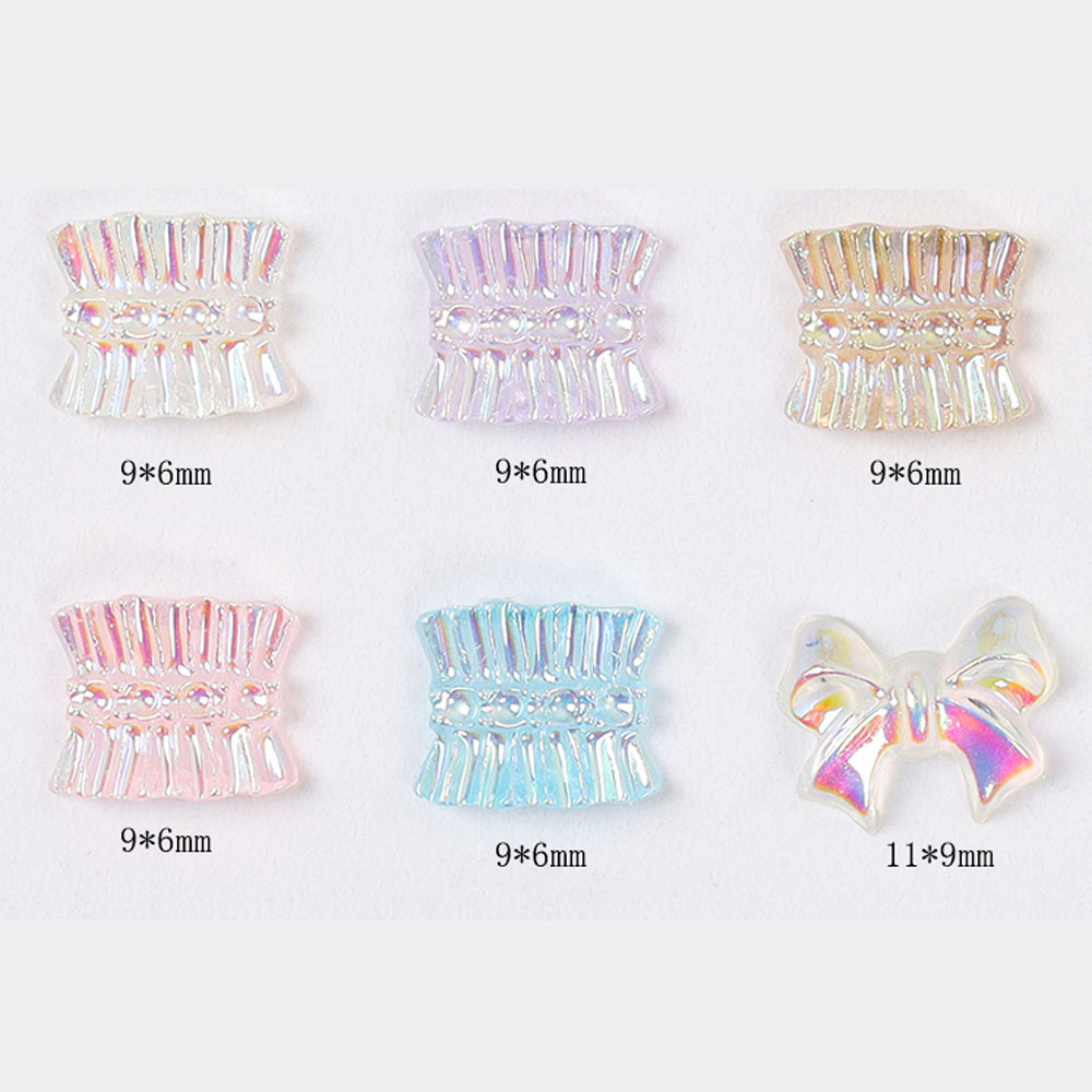 [Hàng mới về] Bộ 48 phụ kiện trang trí móng tay nghệ thuật hình nơ đính đá 3D xinh xắn
