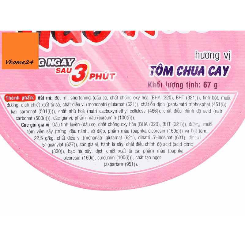 Mì Handy Hảo Hảo tôm chua cay ly 67g