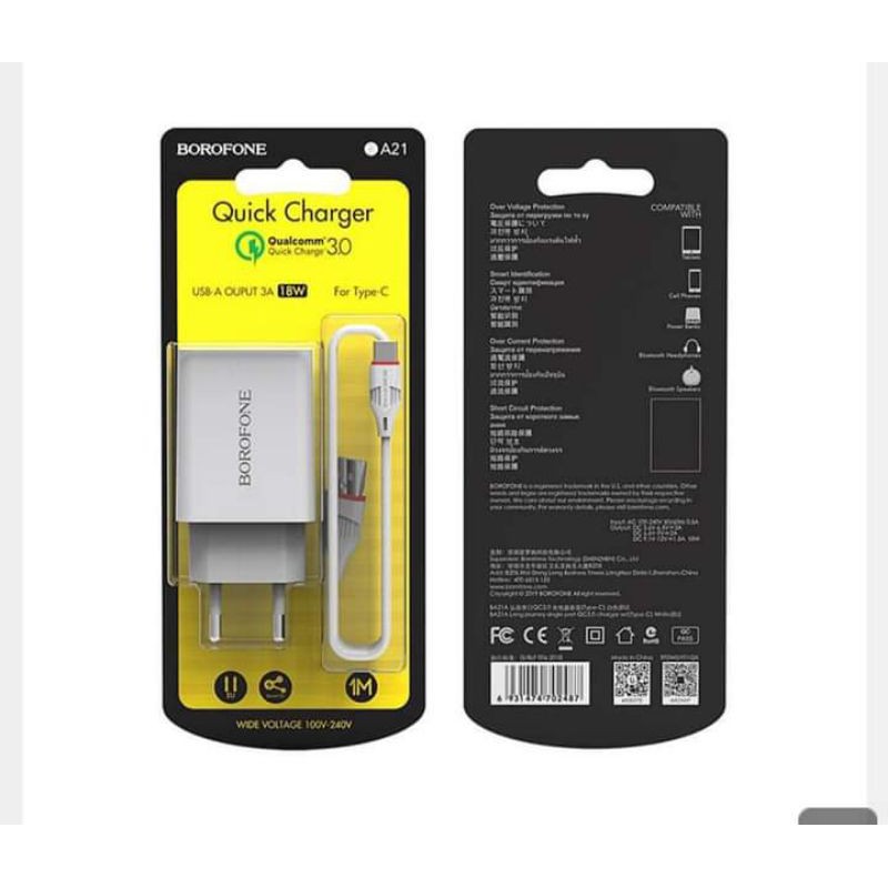 Bộ Sạc Borofone BA21A Sạc Nhanh Type-C