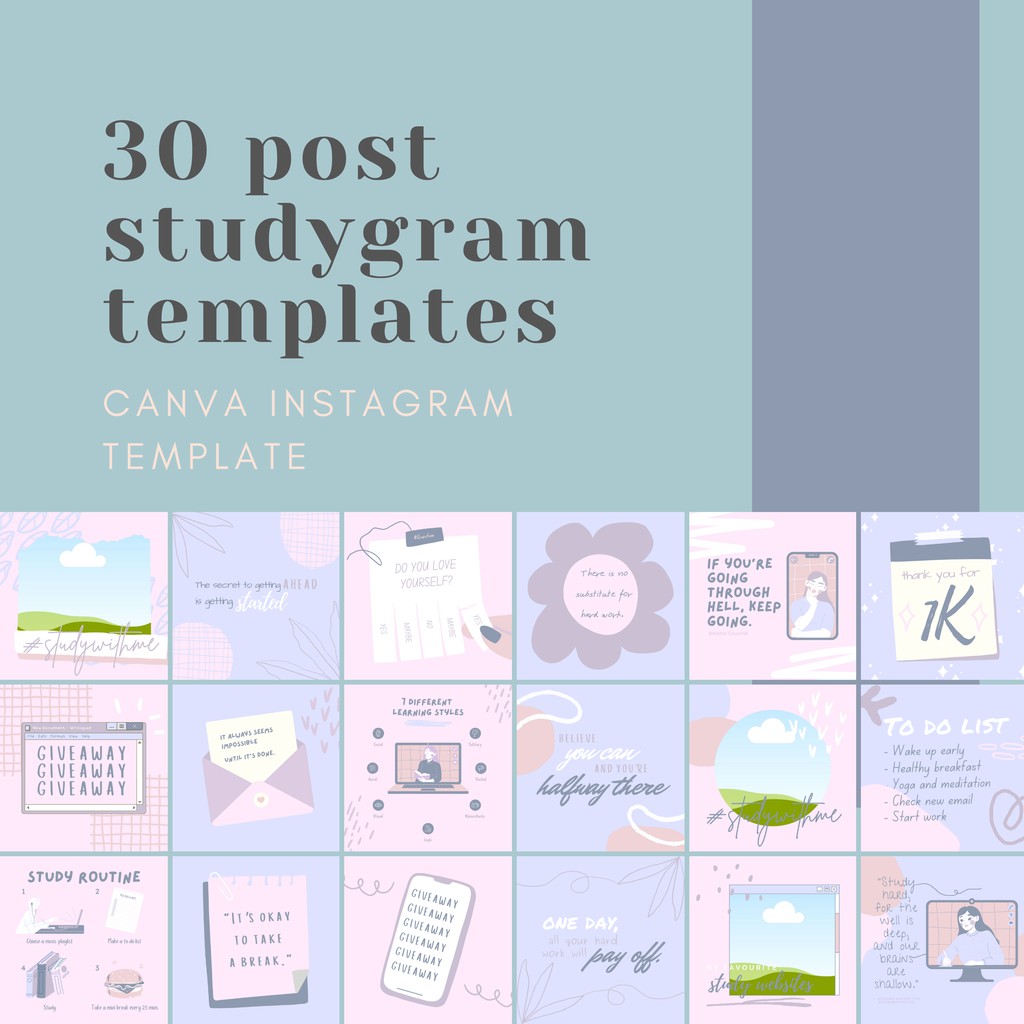 STUDYGRAM TEMPLATE - Canva Instagram Template dành cho Influencers, chia sẻ content, Studygrammer