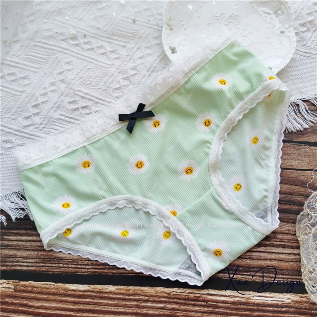 Quần lót nữ Đúc Su Wexuu Design, quần lót cotton viền ren kháng khuẩn cao cấp chất siêu mát nhiều màu dễ thương QC23