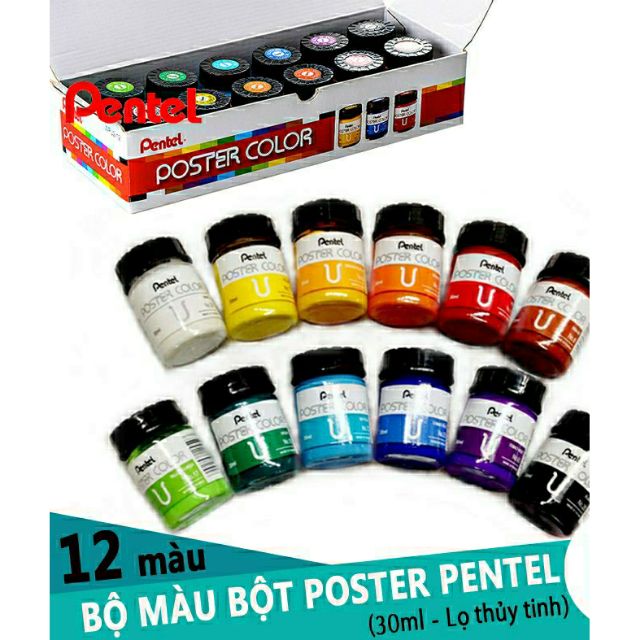 BỘ MÀU POSTER PENTEL 12 MÀU 30ML