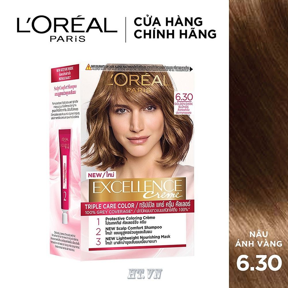 Kem Nhuộm Màu 6.30 Nâu Ánh Vàng Dưỡng Tóc Màu Thời Trang L'oreal Excellence Fashion 172ml Chuẩn Hãng.