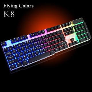 BÀN PHÍM GIẢ CƠ K8 PLUS ( Nút chuẩn laser không bay chữ) LED 7 MÀU BH 12 THÁNG