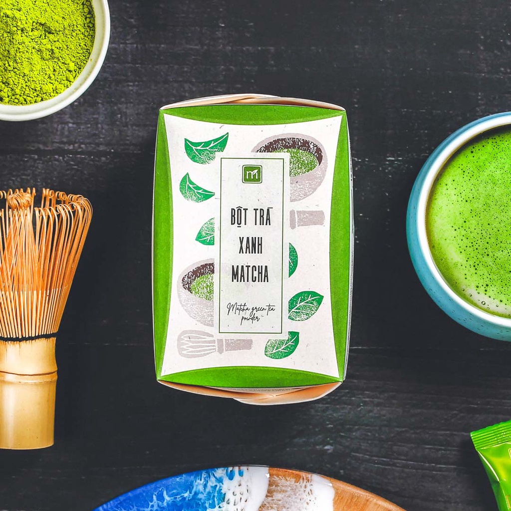 Bột trà xanh nguyên chất đắp mặt túi 4g Matchi Matcha, hộp, 16 túi, mẫu hanko