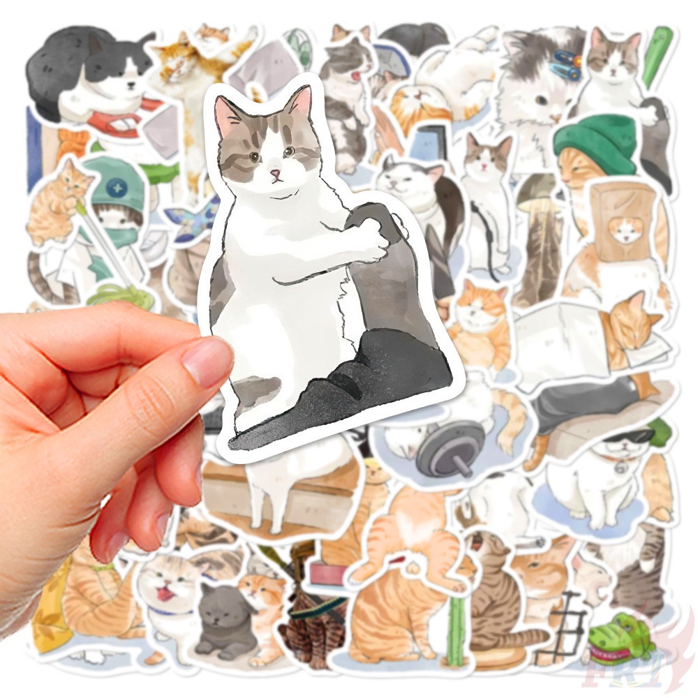❉ Bộ 08 Sticker Dán Trang Trí Hình Mèo Con Xinh Xắn ❉ Bộ 50 Sticker Chống Thấm Nước Họa Tiết Doodle Hợp Thời Trang
