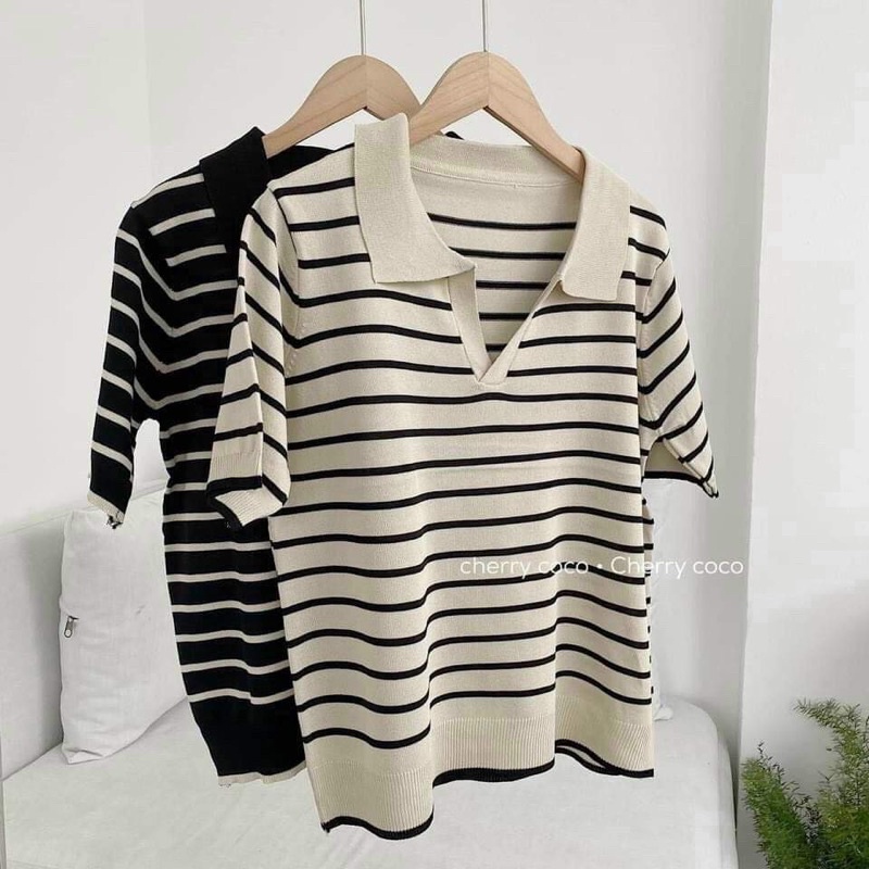 [ẢNH THẬT/SẴN]Áo LEN KẺ SỌC CỔ POLO HÀNG QUẢNG CHÂU SIÊU XINH | BigBuy360 - bigbuy360.vn