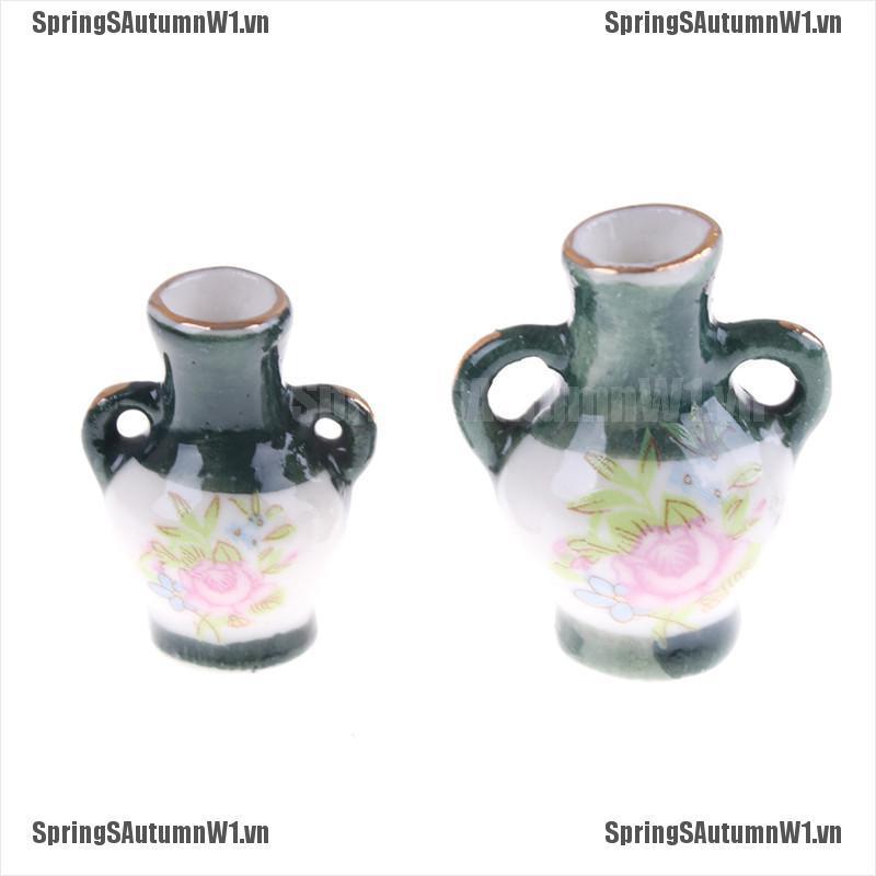 Set 2 Bình Hoa Mini Truyền Thống Trung Hoa Trang Trí Nhà Búp Bê Tỉ Lệ 1: 12