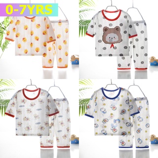 Bộ đồ ngủ tay ngắn vải cotton thiết kế dễ thương cho bé từ 0-7 tuổi - ảnh sản phẩm 1