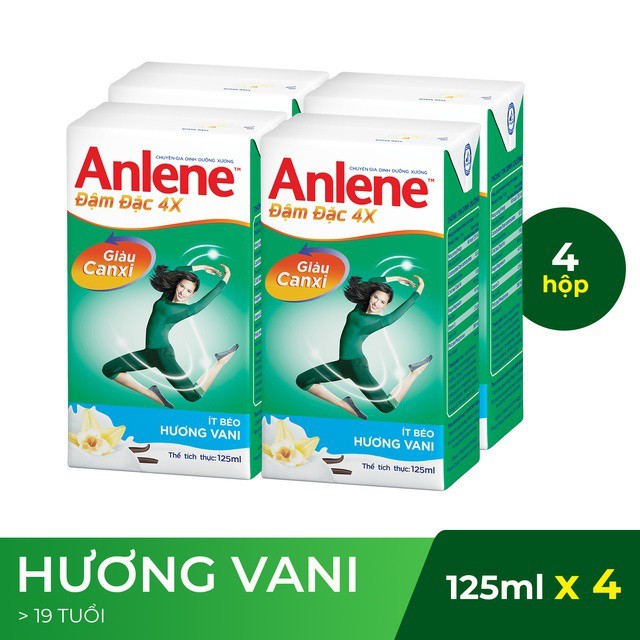 Thùng Sữa Bột Pha Sẵn Anlene Đậm đặc 4x Hương Vani