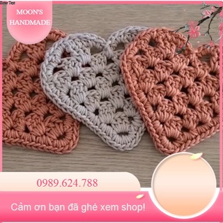 Đế lót ly.Miếng lót ly thấm nước bằng len.Đế lót ly hình trái tim Handmade dễ thương