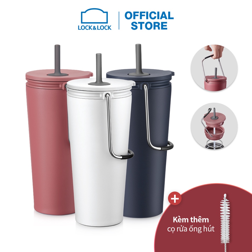 [Mã LIFEHL1505 giảm 12% đơn 250K] Bình giữ nhiệt Lock&amp;Lock Bucket Tumbler W/Straw 540ml có ống hút LHC4268 (3 màu)