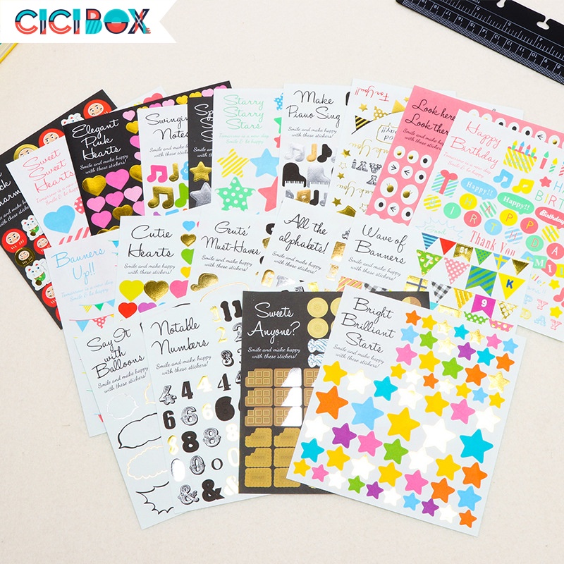 Dán nhãn màu sắc sinh động nhiều hình dáng, Sticker nhãn dán các loại đồ vật cute CICIBOX