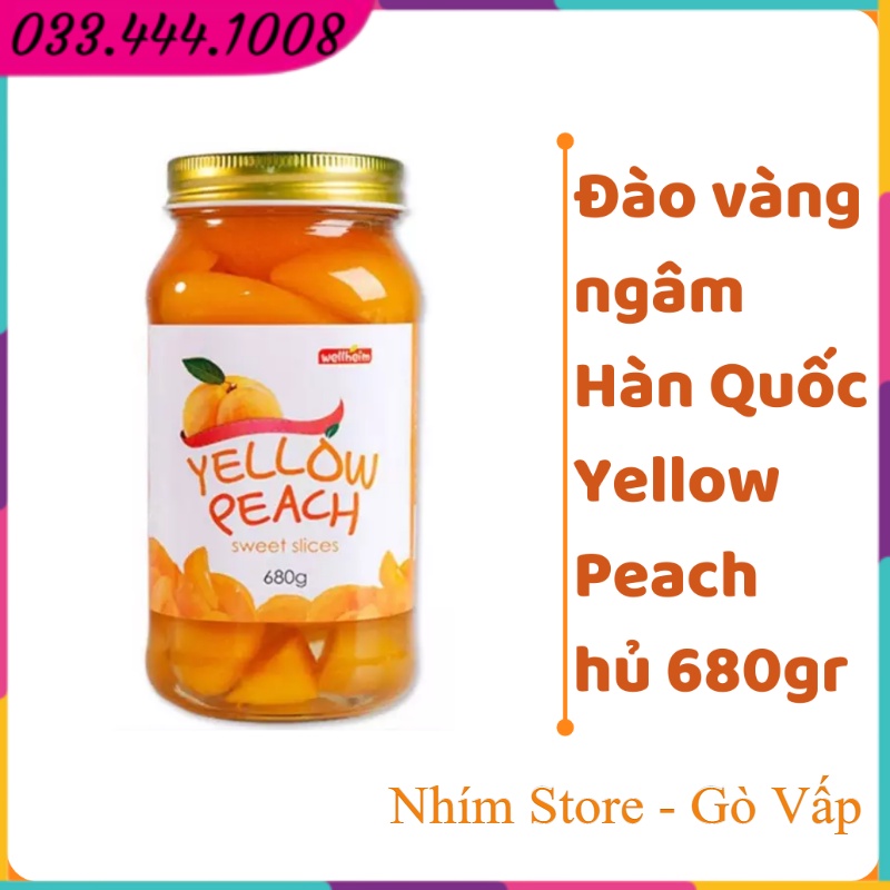 Đào Ngâm Hàn Quốc YELLOW PEACH 680g - Nguyên Liệu Làm Trà Đào Siêu Chất