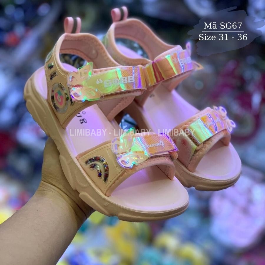 Dép sandal quai hậu cho bé gái 6 - 12 tuổi màu hồng quai ngang họa tiết hoa bướm thời trang năng động và cá tính SG67