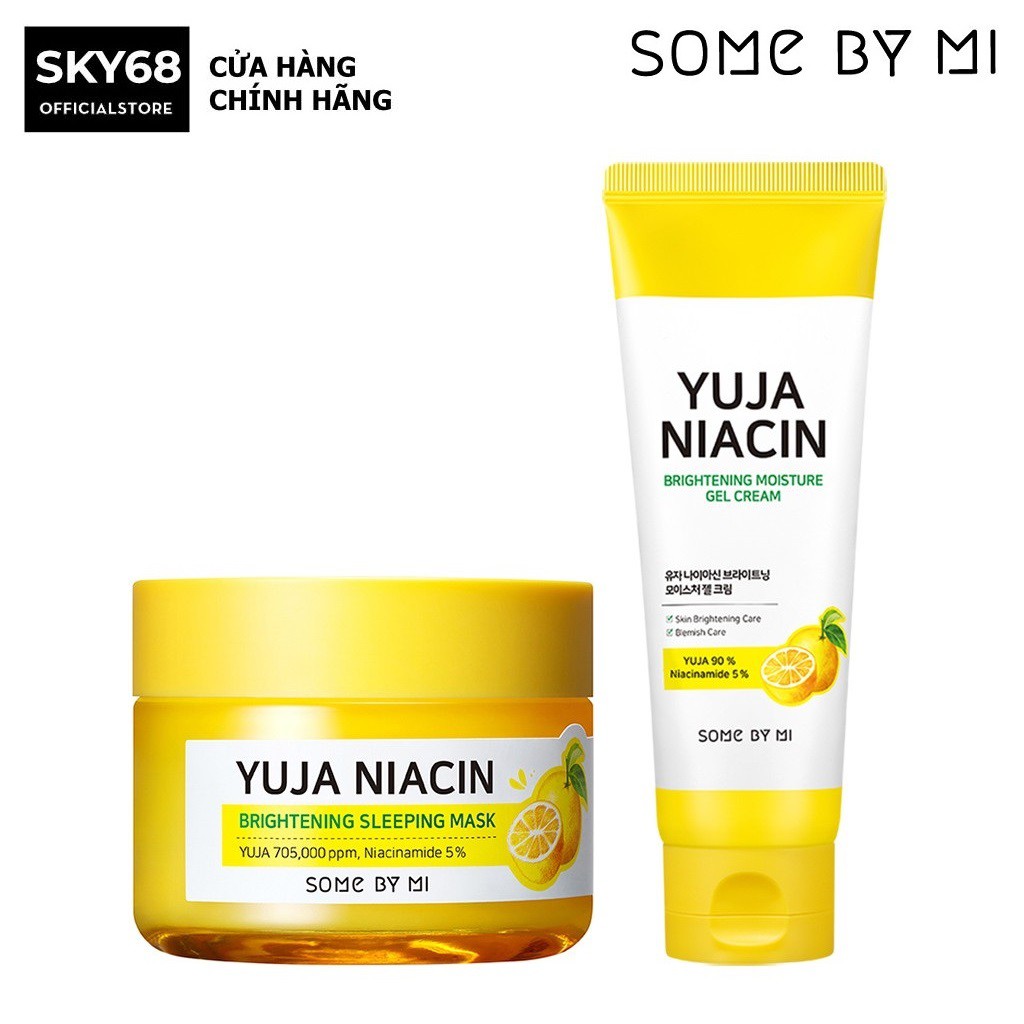 Combo Kem + Mặt Nạ Ngủ Dưỡng Ẩm, Dưỡng Da Trắng Sáng Some By Mi Yuja Niacin Brightening (Kem + Mặt nạ Ngủ)