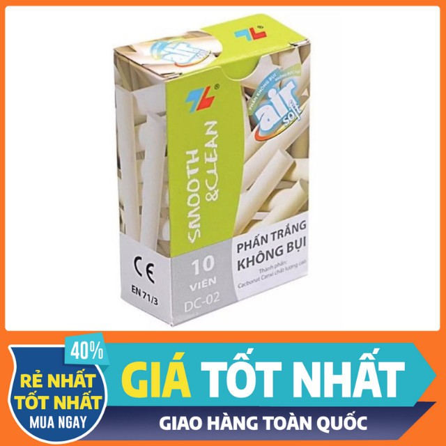 Phấn Trắng , Phấn Viết Bảng Không Bụi Thiên Long DC-02-Viết Nét Chữ Rõ Ràng , Không Độc Hại Khi Sử Dụng