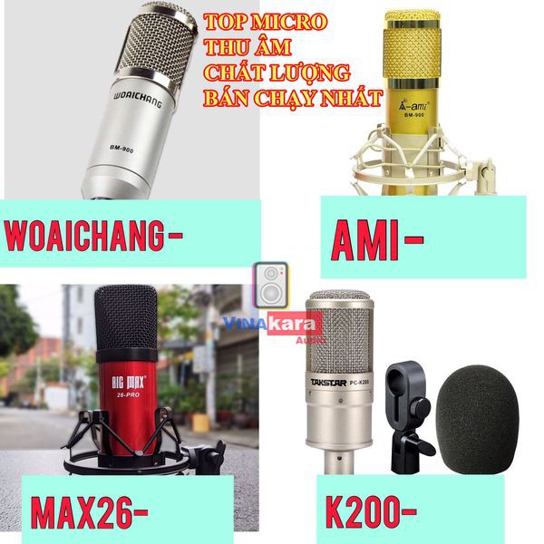 Micro thu âm Waichang BM-900, AMI BM-900, MAX26, TASKTAR K200, thu âm chất lượng, livetream