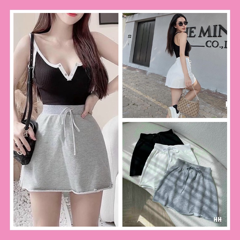 Chân váy chữ A dáng ngắn thể thao hack dáng chất thun da cá co giãn cạp chun phong cách Hàn quốc CV36