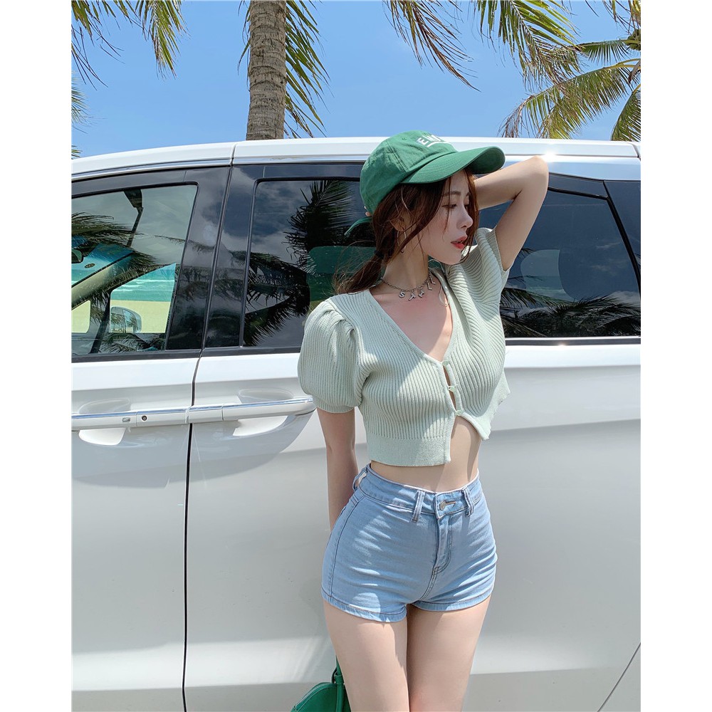 [Áo len nữ croptop] Áo thun nữ croptop, áo thun len tăm hàng quảng châu | BigBuy360 - bigbuy360.vn
