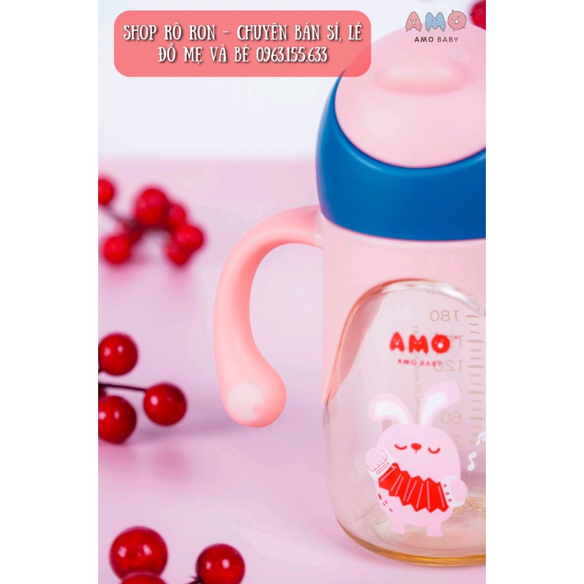 Bình tập uống chống sặc AMO BABY - Bình hổ phách PPSU chống vỡ cho bé - Shoproron