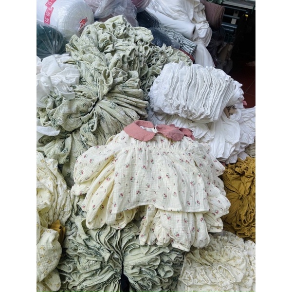 Bộ dài tay xô sợi tre hoa nhí