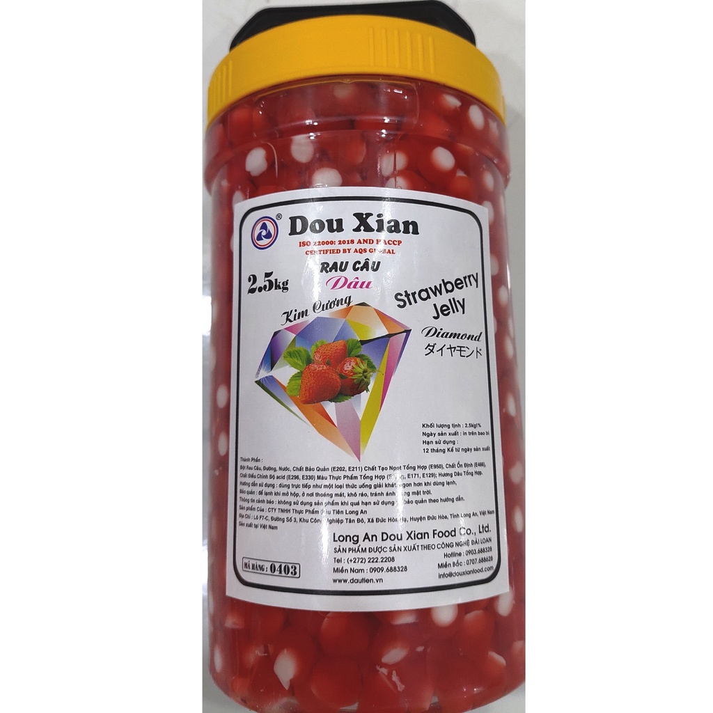 [chỉ giao HỎA TỐC tp.hcm] Hộp thạch rau câu KIM CƯƠNG DÂU - Dou Xian food - hộp 2.5 kg