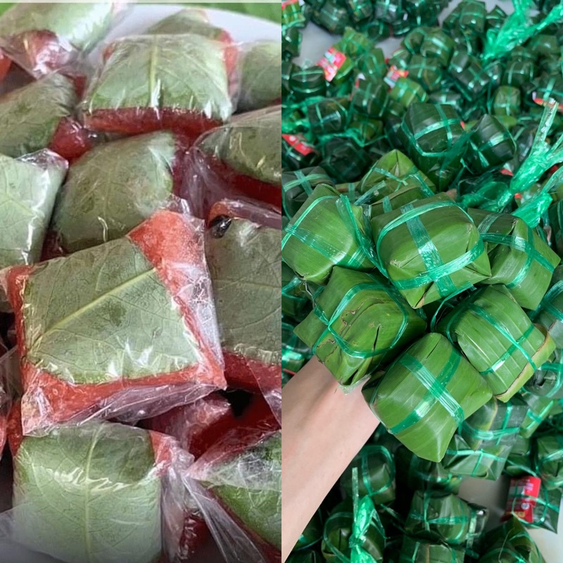 Combo 100 nem chua lá chùm ruột gói lá chuối.